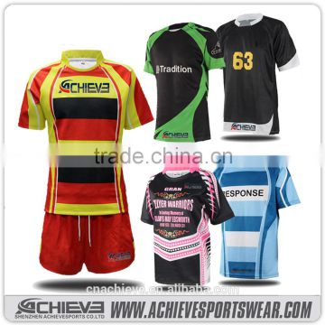 2016 full sublimated print custom made quick dry rugby uniforms hot wholesale club rugby uniforms