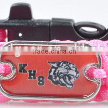 hot sale fire starter buckle for paracord bracelet with dog tag custom