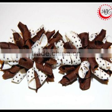 chocolate latte grosgrain ribbon korker hair bow for Girl hair alligator clips accessoy
