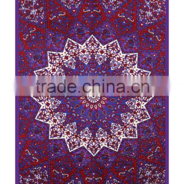 Bed sheet Psychedelic Star Mandala Tapestry Wall Hanging Twin Bedspread Indian Manufacturing Wholesale Tapestry Supplier
