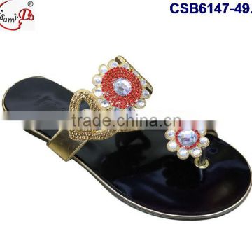 CSB6147(49-60) The newest design and different style of the slipper with stones and beads very fashionable