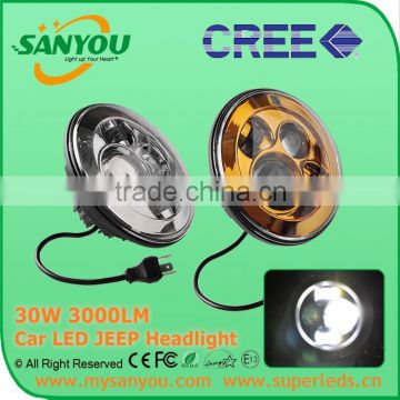 30W 3000LM 7inch round led headlight for Harley Motorcycle