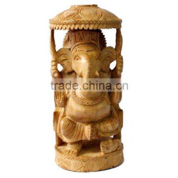 Lord Ganesh Wooden Sculpture