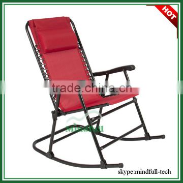 Teslin Fabric Steel Frame Adults Folding Outdoor Rocking Chair For Sale