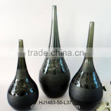 Handmade Sand Blasting Glass Vase for Home Decoration