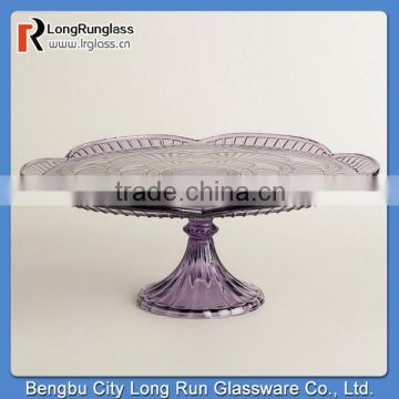 LongRun Top Selling Purple Glass Marcella Cake Stands Special Design Glassware with OEM Design