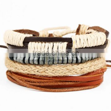 Wholesale cheap wood beads jewelry for men Multilayer woven bangle bracelet