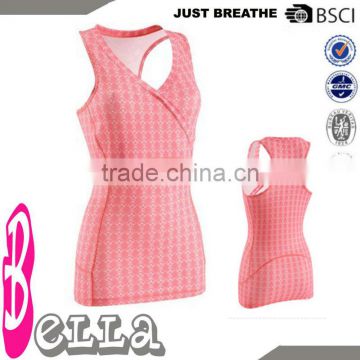 pink stylish women sexy tank top sublimation printing tennis costumes