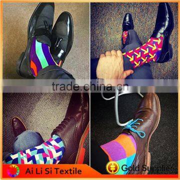 Happy Socks ,Wholesale Custom Colorful Jacquard Socks,Fashion Design Man Dress Socks