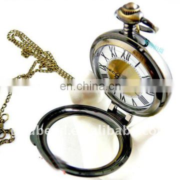 W208 wholesale Antique brass bronze pocket watch chain charm pendant watch necklace nickel free lead free