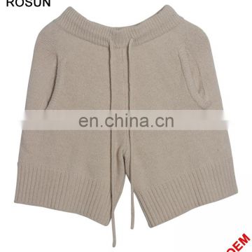 Guangzhou clothing mens sweater design knit shorts With elastic stripes