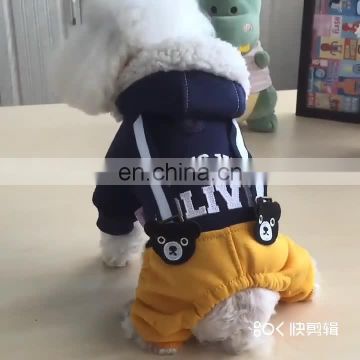 Cute pet dog cat suspenders trousers Stuffed chocolate bear hoodie overalls