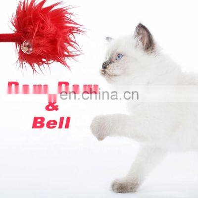 cat teaser with pompon ball cat interactive toy with suction cup and bell toy