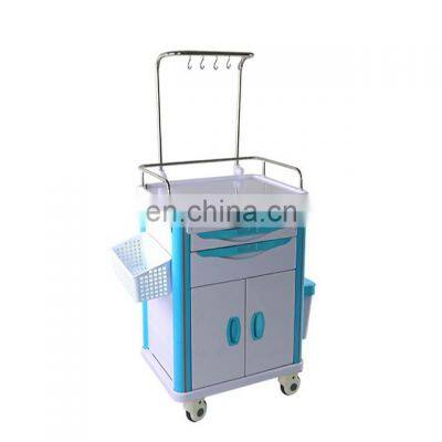 ABS and aluminum material infusion trolley with  two drawers and double door cabinets  for patient first aid