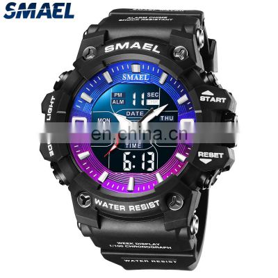 SMAEL 8049 Men Watch Sport Waterproof LED Light Alarm Clock Dual Time Display Week Auto Date Wristwatches Sports Time