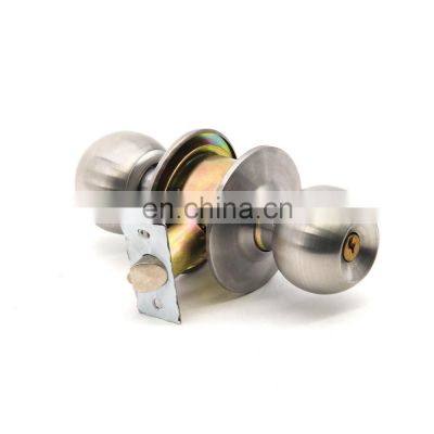 Satin stainless steel cylindrical round knob set entry privacy cylinder lockset door lock, cheapest cerraduras
