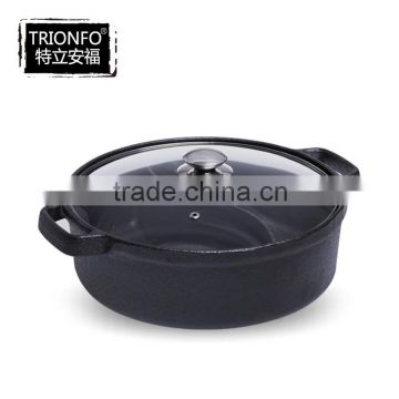 FDA approved round cast iron pre-seasoned two-flavor hot pot