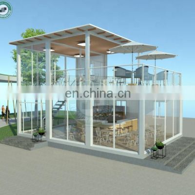 108sqm Full Glass Food Containers Restaurant 2 Storey Coffee Shop Fast Food Restaurant Design Drink Shop