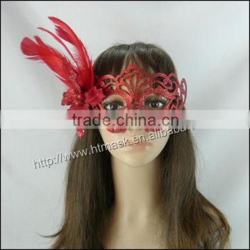 Hot sale halloween glitter simple design red masquerade party mask
