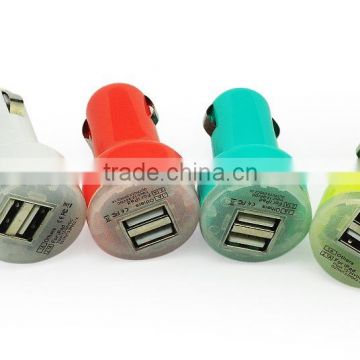 12v colourful USB mini car battery charger , dual usb car charger,promotional usb car charger