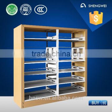 industrial bookshelf furniture/metal and wood bookcase specification