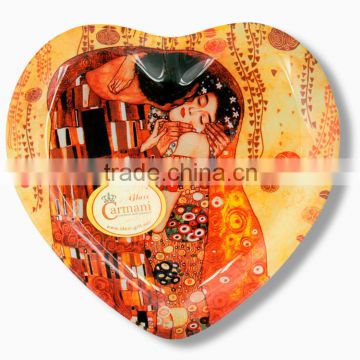 CARMANI Glass Plate 24.5x23 cm The Kiss design Gustav Klimt