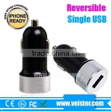 Colorful 5V1A Reversible USB Car Charger for iphone 6