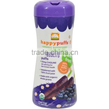 Happy Baby Happy Bites Puffs - Organic HappyPuffs Purple Carrot and Blueberry - 2.1 oz - Case of 6