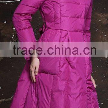 2915 Latest design ladies high quality down feather long jacket