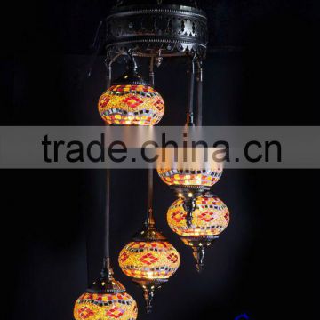 Evershining Factory HOTSALE 5 Ball Vintage Pendant Light, Attractive YMA41305 Turkish Istanbul Mosaic Hanging Lamp