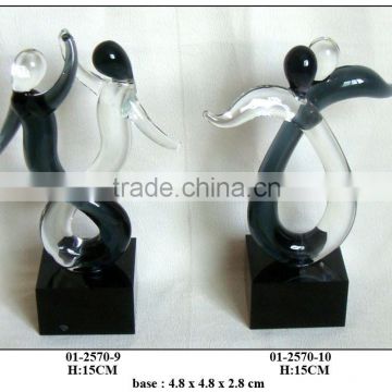 black and clear glass figures decoration