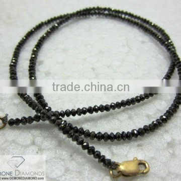 SUPER JET BLACK COLOR REAL FACETED BEADS DIAMONDS NECKLACE