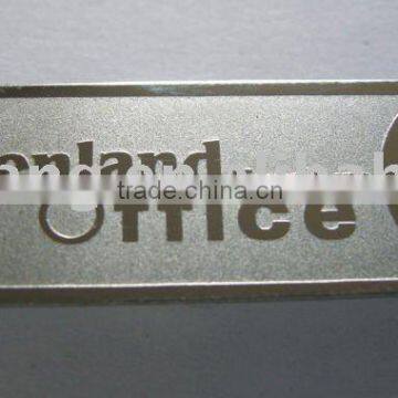 metal logo etched