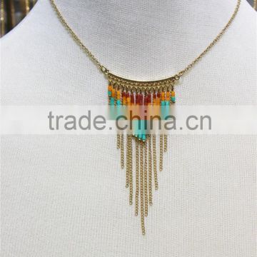 Newest Gold multiraw mix -color seedbead Necklace Short Chain gold Charm pendant necklace 2016 fashion style wholesale