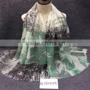 New patchwork plant printed crinkle women pashmina 2017