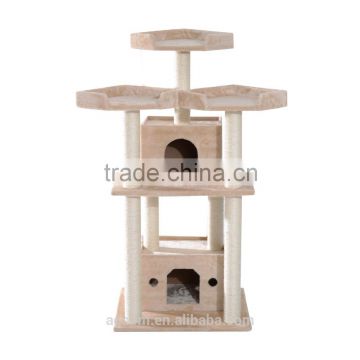 Pawhut 51" Beige Pet Play Toy Cat Tree Tower