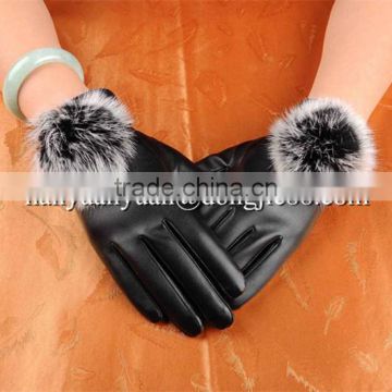 used for bus driving suede fashion winter fur fingerless leather gloves