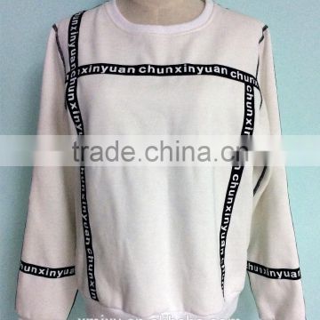 custom wholesale long sleeve unisex sweatshirt,woven line with printed pullover hoodies