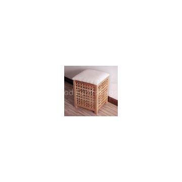 Custom Walnut Solid Wood Bathroom Furniture / Upholstered Gridding Footstool