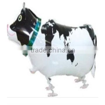 Wholesale cheap walking pet cow shaped mylar helium aluminium foil balloon