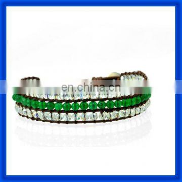 new 2014 Cheap Beads Mix Leather Wrap Bracelet with Button TPCL105#