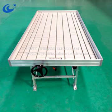 Greenhouse rolling table ebb and flow system metal rolling bench