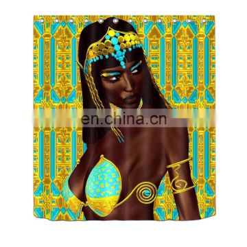 2020 Best Seller Products Iridescent Glitter Black Girl Magic Shower Curtain with African Afro Queen Style