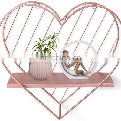 Pink Heart Shape Wall Display Shelf Metal Iron Wall Mounted Shower Shelf For Bathroom Bedroom Living Room