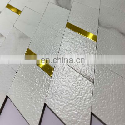 Self-adhesive Aluminum Plastic Mosaic carrara white In Rhombus Shape Decoration For Wall