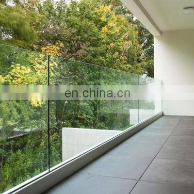 Terrace Balcony Glass Railing for Outdoor Aluminum U Channel Designs Frameless Glass Balustrades
