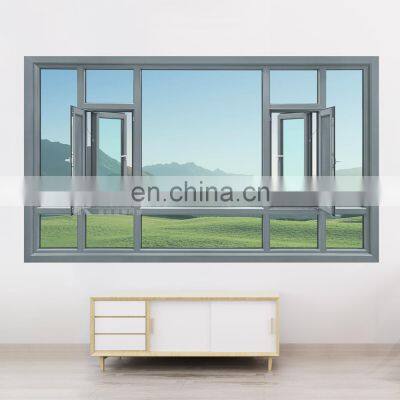 Customised aluminum frames thermal break casement windows with mosquito net design for house