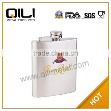 7oz stainless steel water transfer hip flask for private gift
