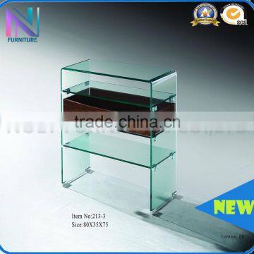 most popular wood furniture glass coffee table with drawer design rack