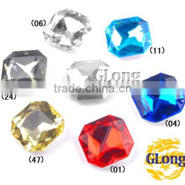 23mm Rectangular Octogon 3D Shape Acrylic Point Back Mix Color Rhinestone Crystal For Bag Garment Shoes #GY012-23P(Mix-s)